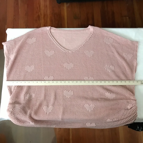 BLOOMCHIC Open Knit Sweater Tunic Side Ruching Pink Women’s Plus Size 22-24 3X - Picture 11 of 16